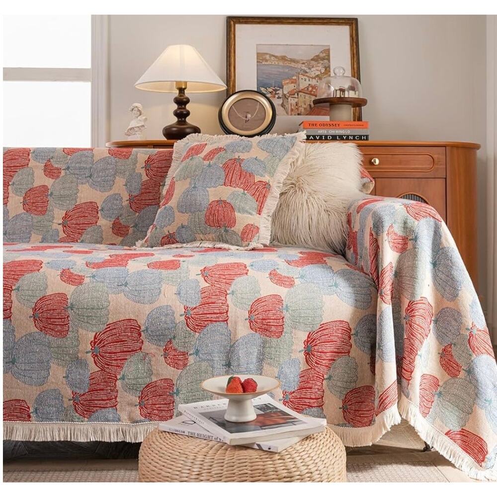 Pumpkin Fall Jacquard Sofa Protector 91” x 150”